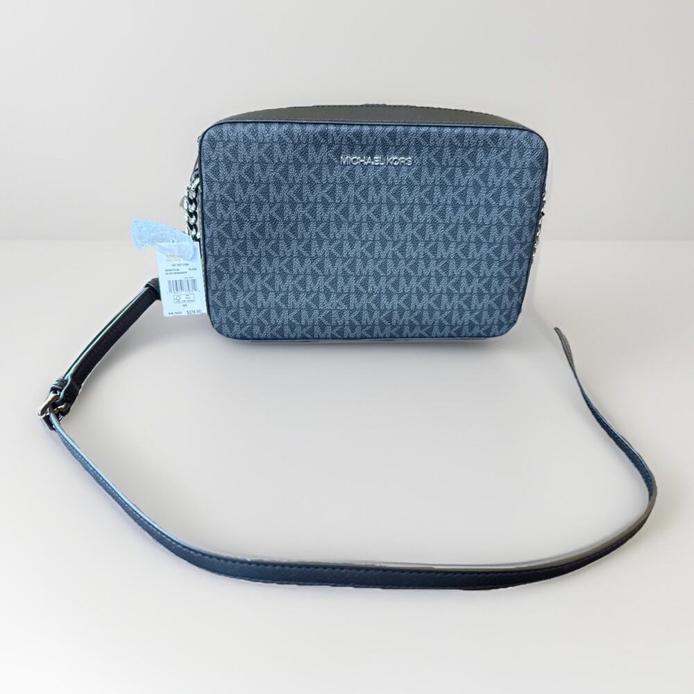 NWT!! Michael Kors Large Black Crossbody Bag 35H9STTC3B-001 Retail $378 Jet Set